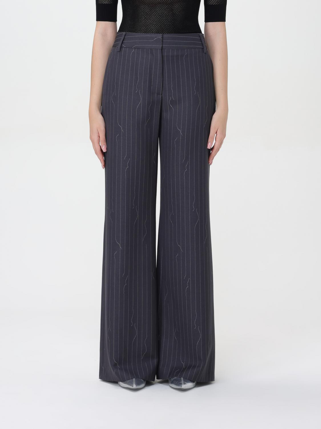 Off-white Off White Grey Virgin Wool Blend Trousers In Grey