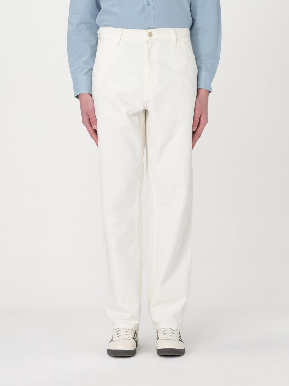 Carhartt Solid Color Newcomb Casualpants With Logoed Button In White