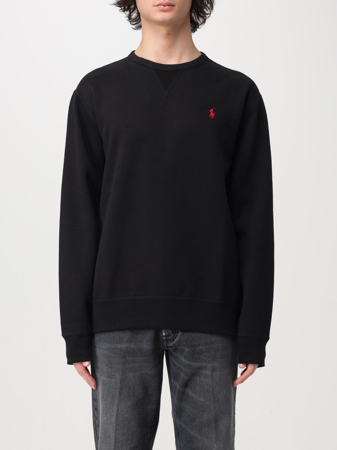 Polo Ralph Lauren Black Cotton Blend Sweatshirt With Logo In Black