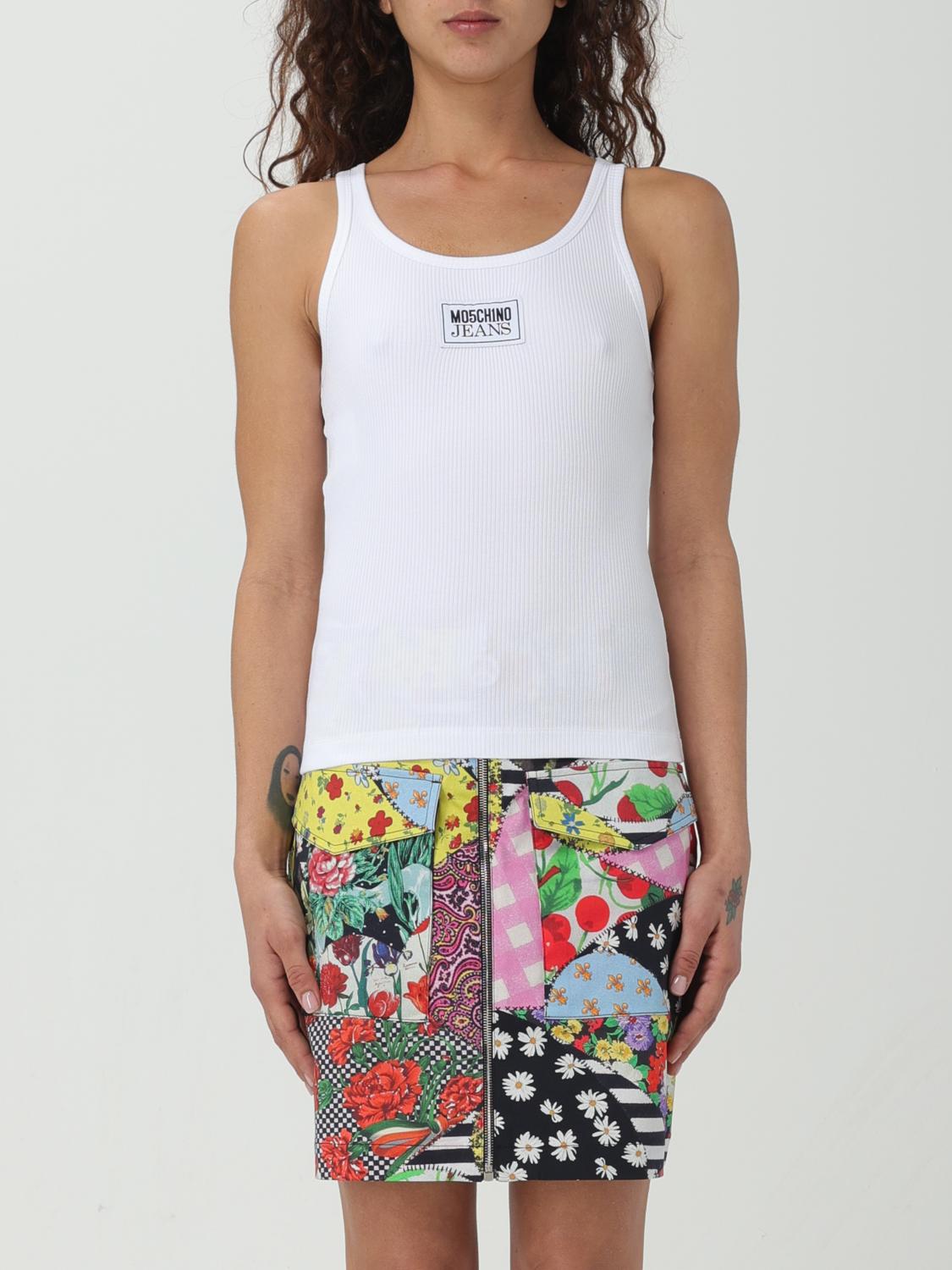 Moschino Women's Cotton Logo Tank Top White In White