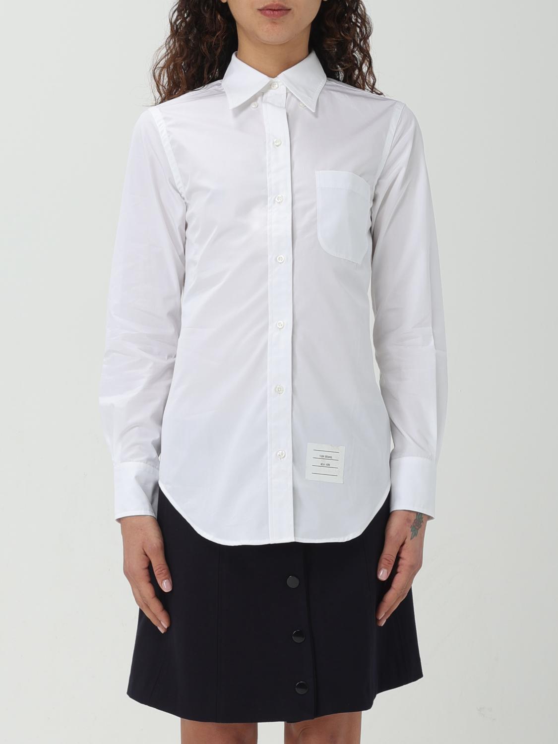 THOM BROWNE Shirt Woman color White　THOM BROWNE シャツ ウーマン カラー ホワイト THOM