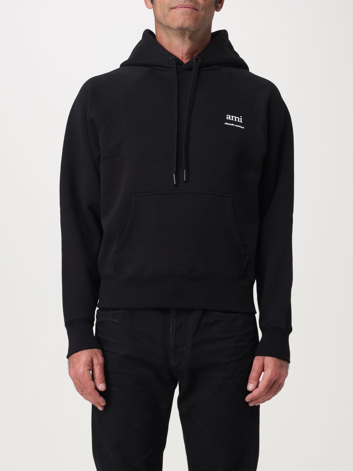 AMI Paris Men's Logo Hoodie - Black - Size: Regular/40