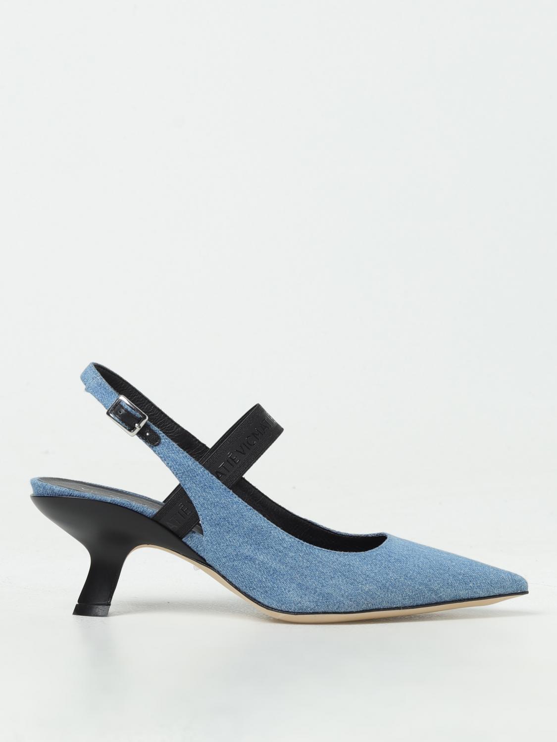 Vic Matie Bonbon Pumps In Denim With Elastic In Denim