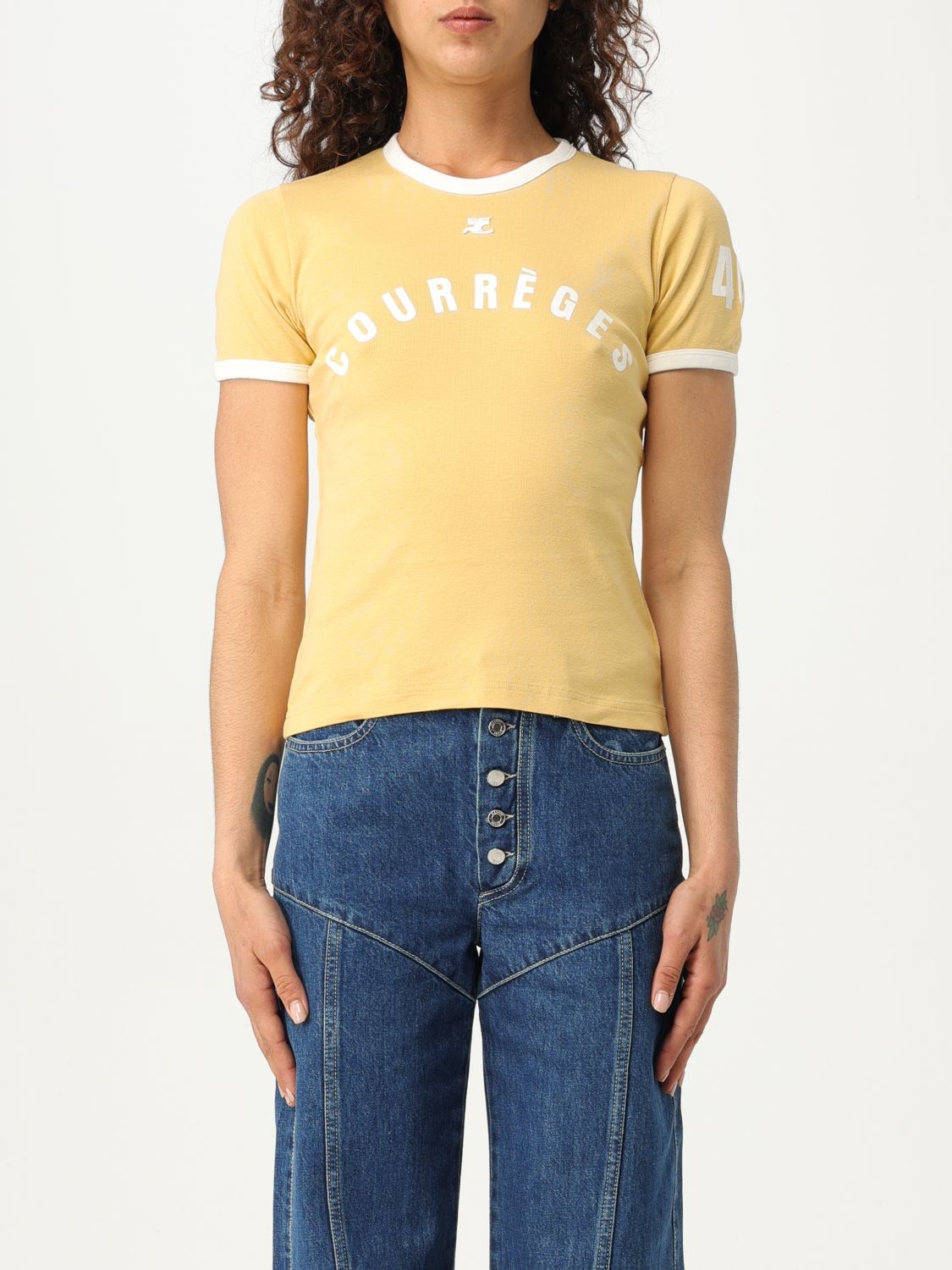 Shop Courrèges T-shirt  Woman Color Yellow