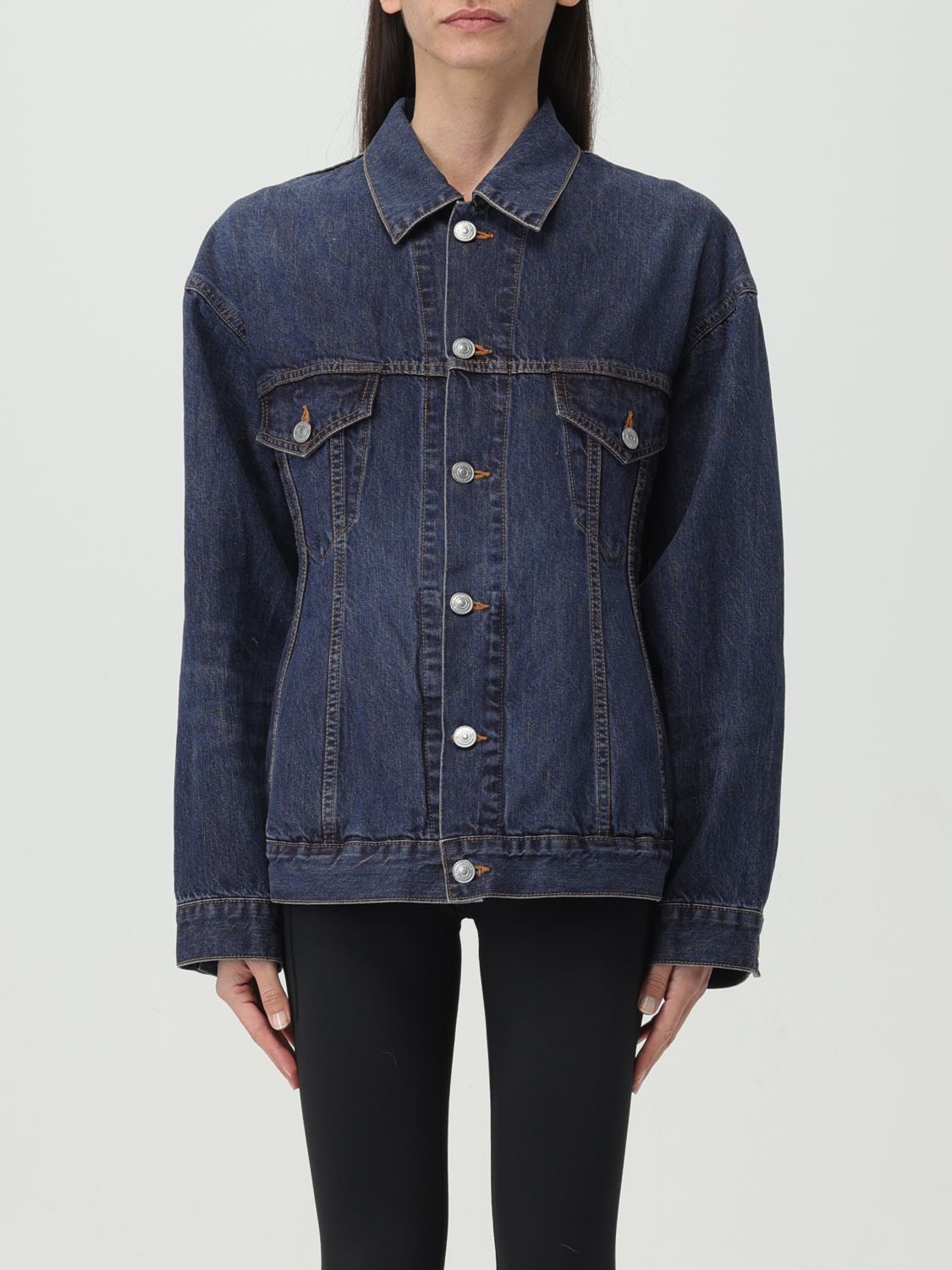 Shop Balenciaga Jacket  Woman Color Indigo