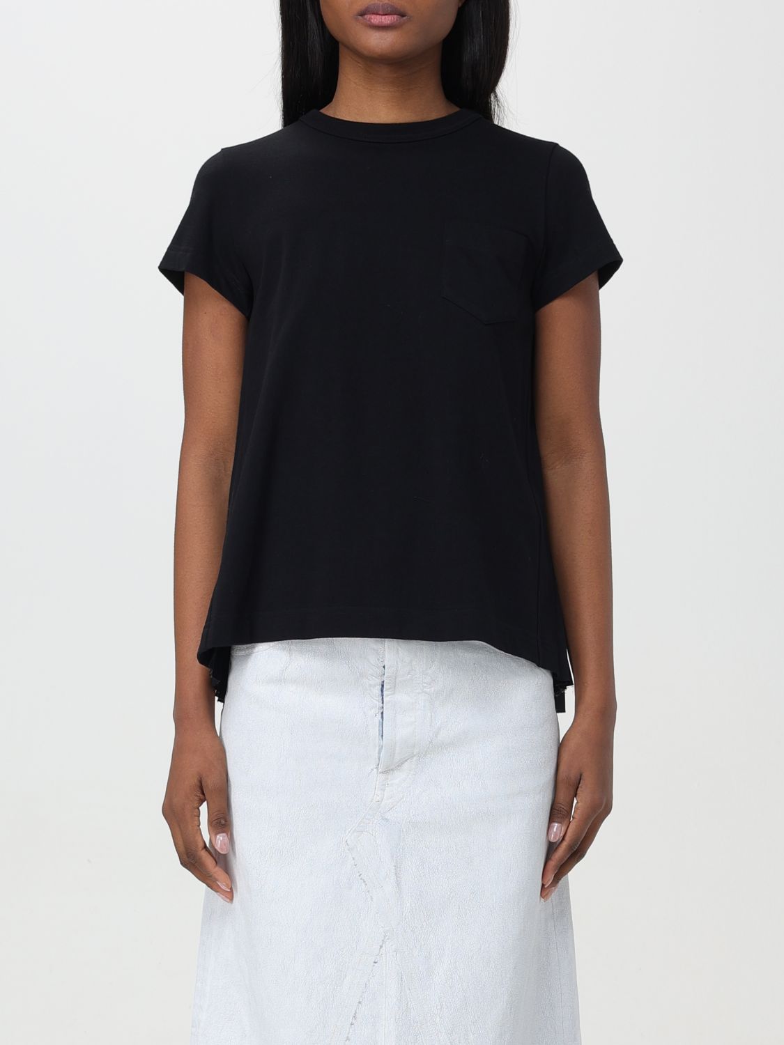 Shop Sacai T-shirt  Woman Color Black