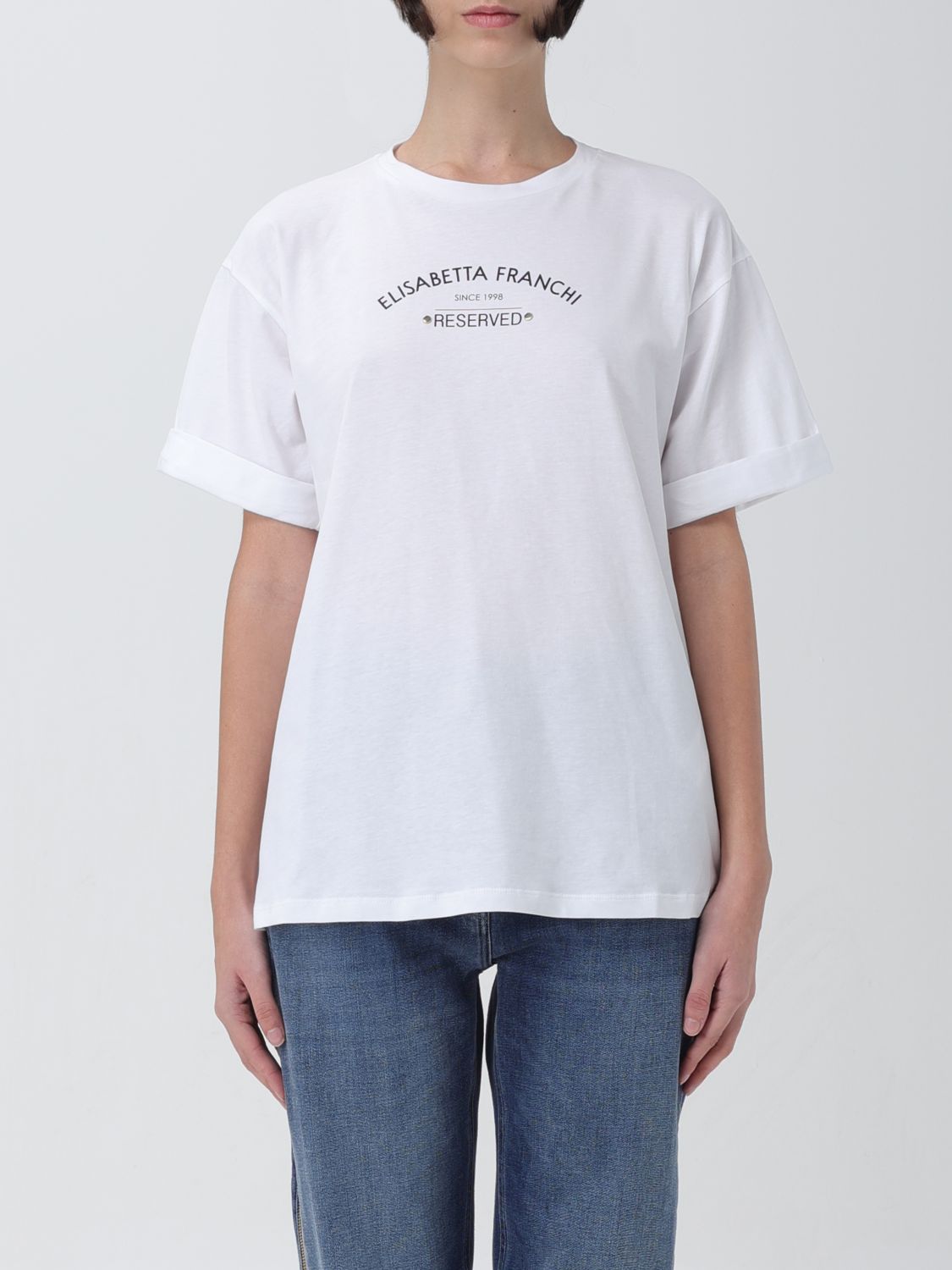 Shop Elisabetta Franchi T-shirt  Woman Color White