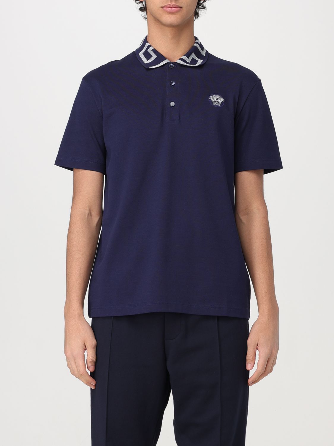 Shop Versace Polo Shirt  Men Color Navy