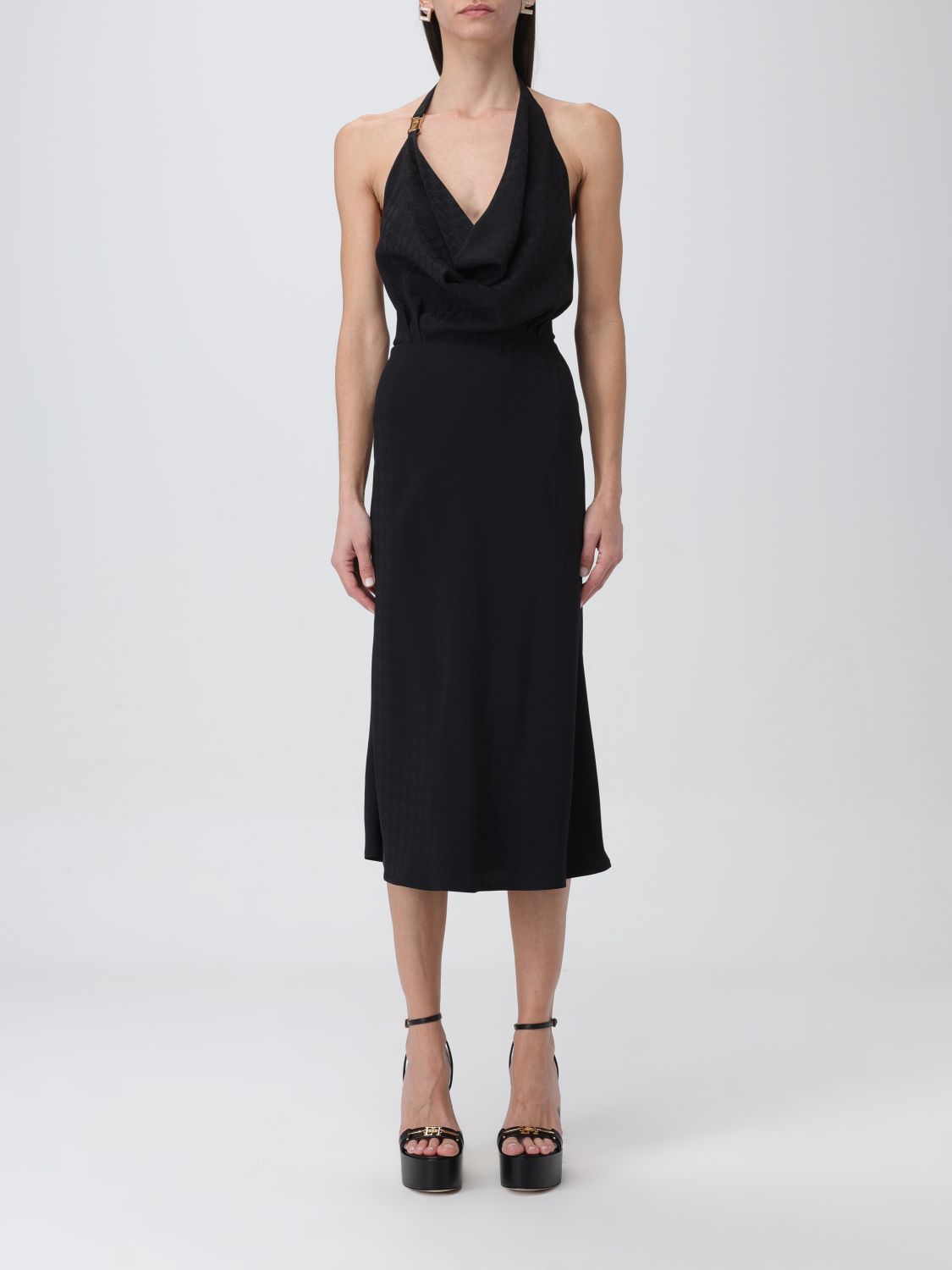 Elisabetta Franchi Red Carpet Jersey Dress In Black