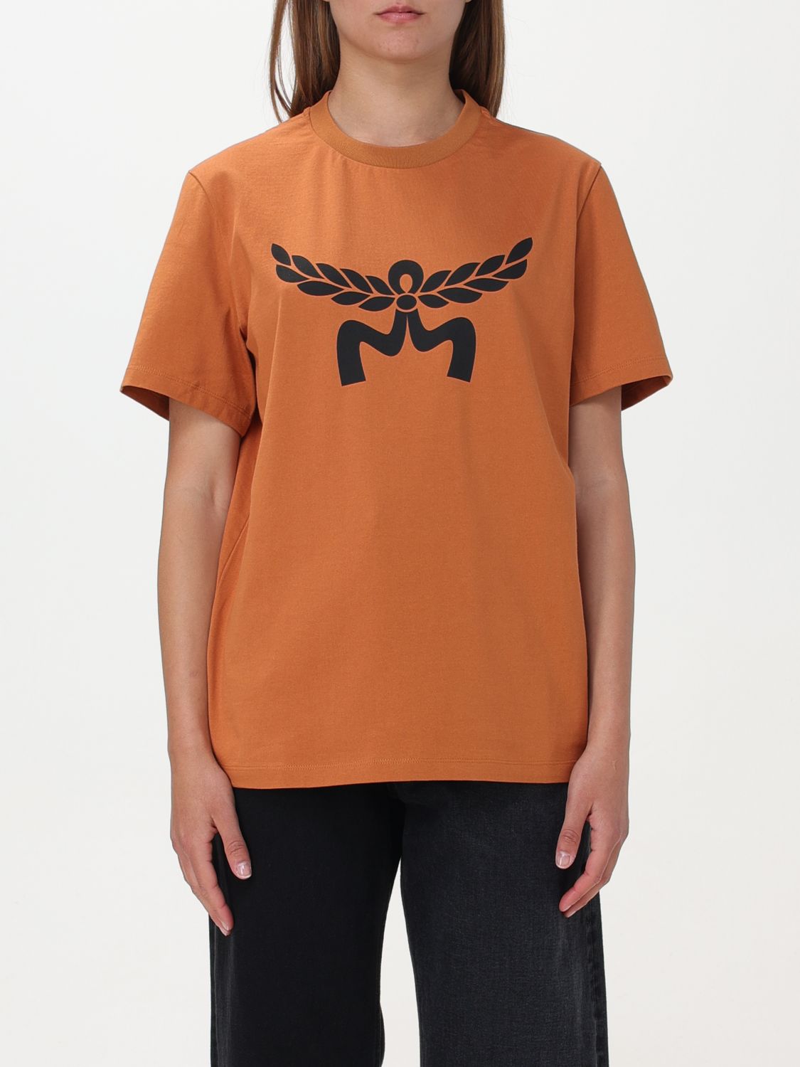 Shop Mcm T-shirt  Woman Color Camel