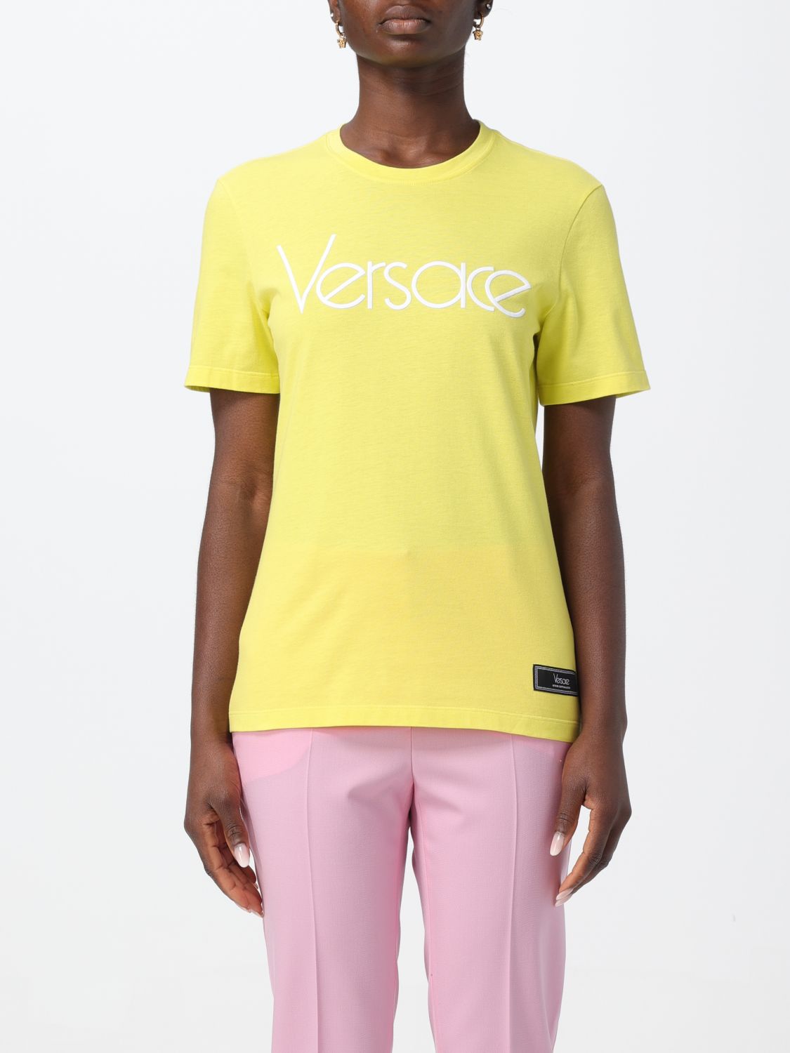 Shop Versace T-shirt  Woman Color Yellow