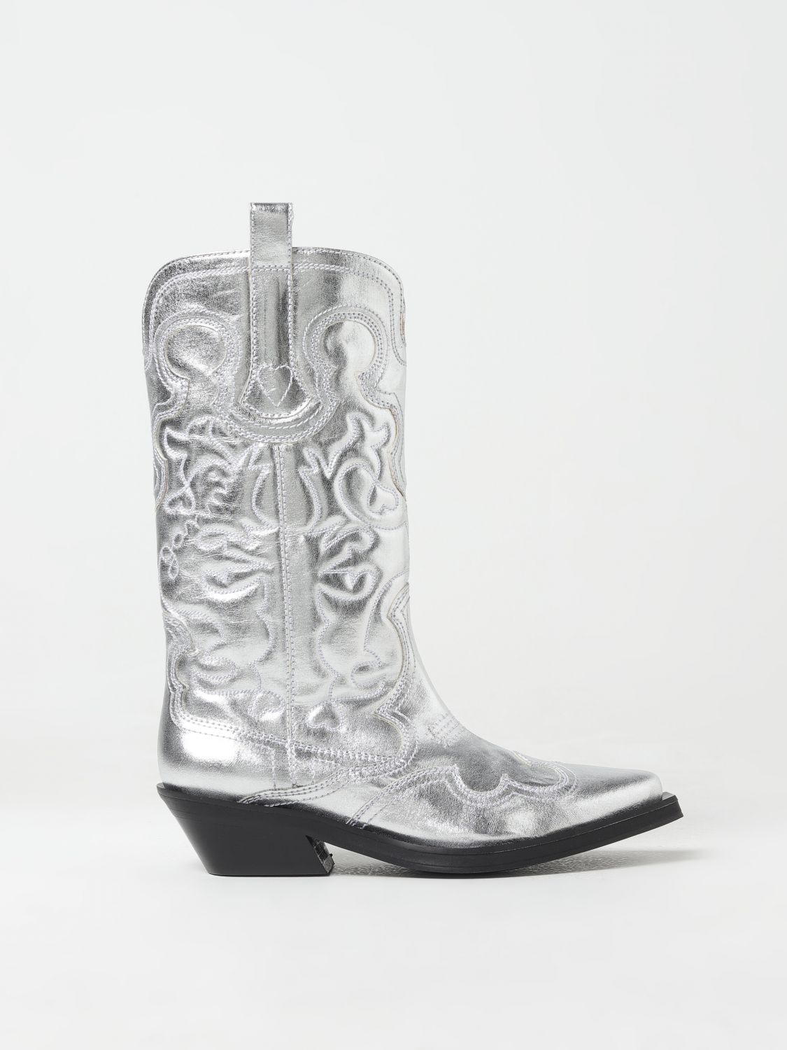 Ganni Boots  Woman In Silver