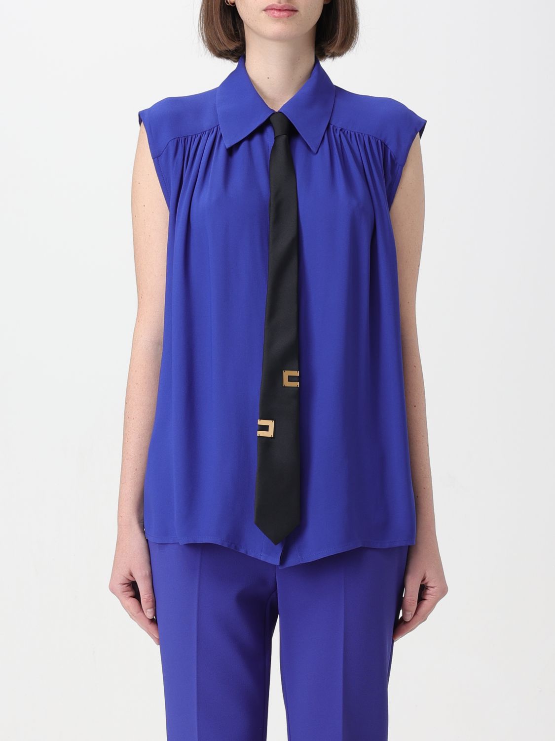 Shop Elisabetta Franchi Shirt  Woman Color Blue
