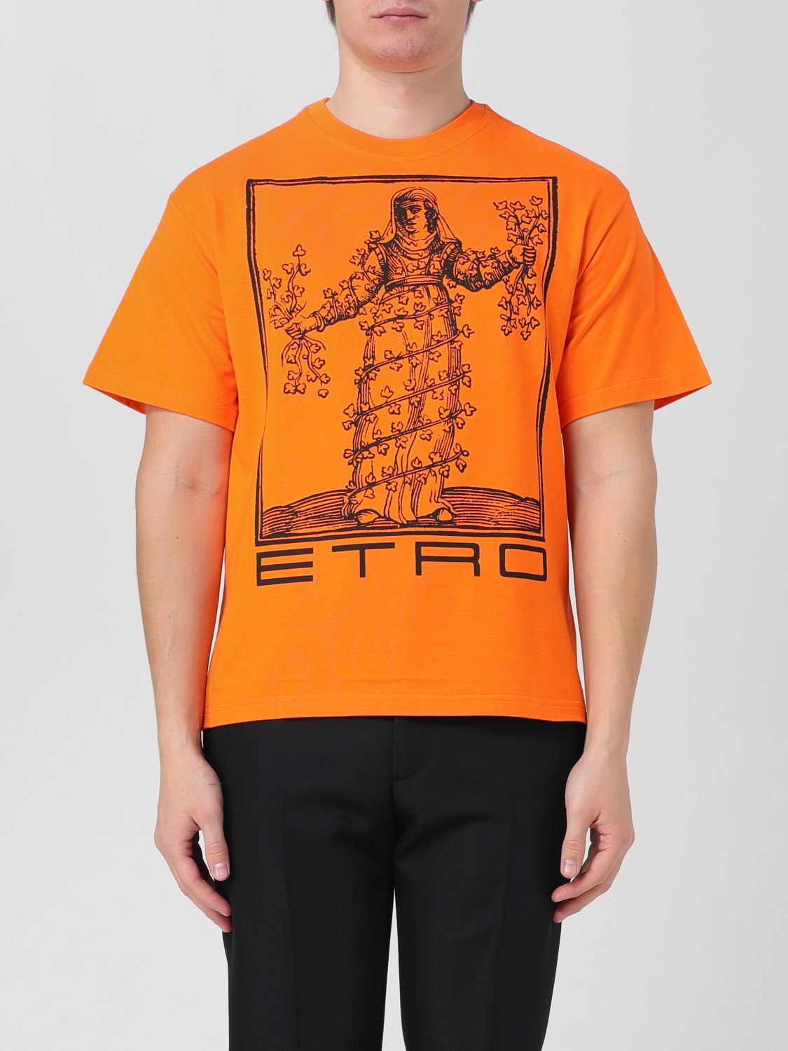 Shop Etro T-shirt  Men Color Orange
