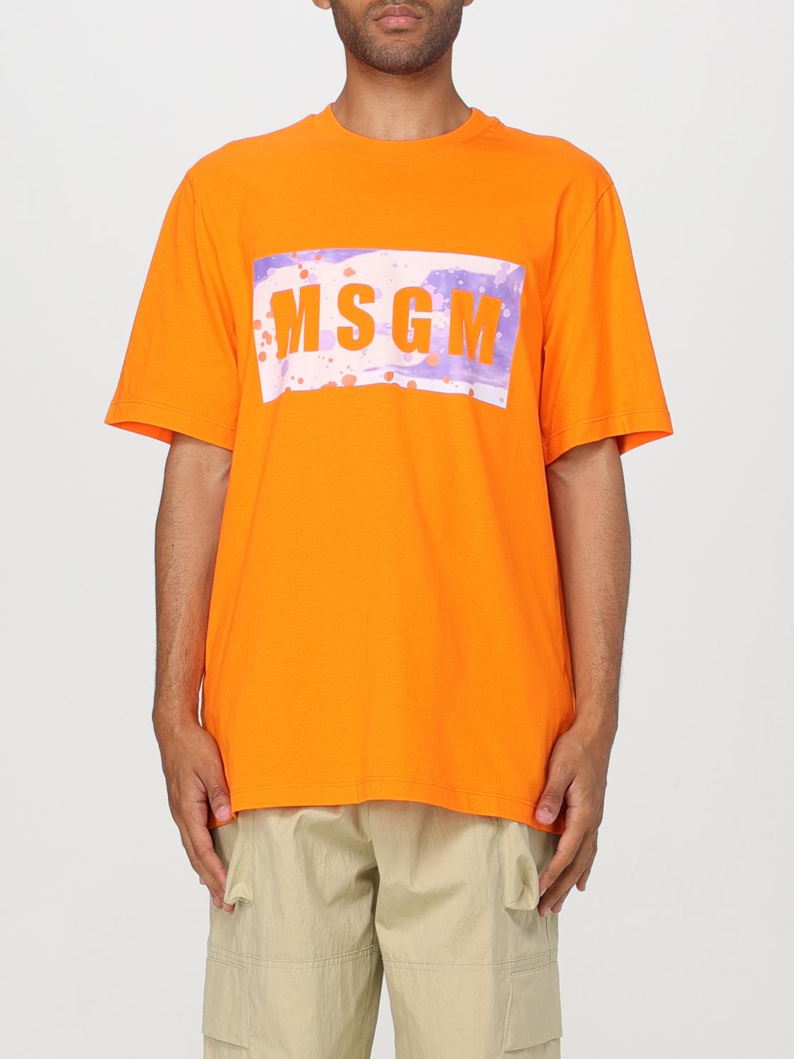 Shop Msgm T-shirt  Men Color Orange