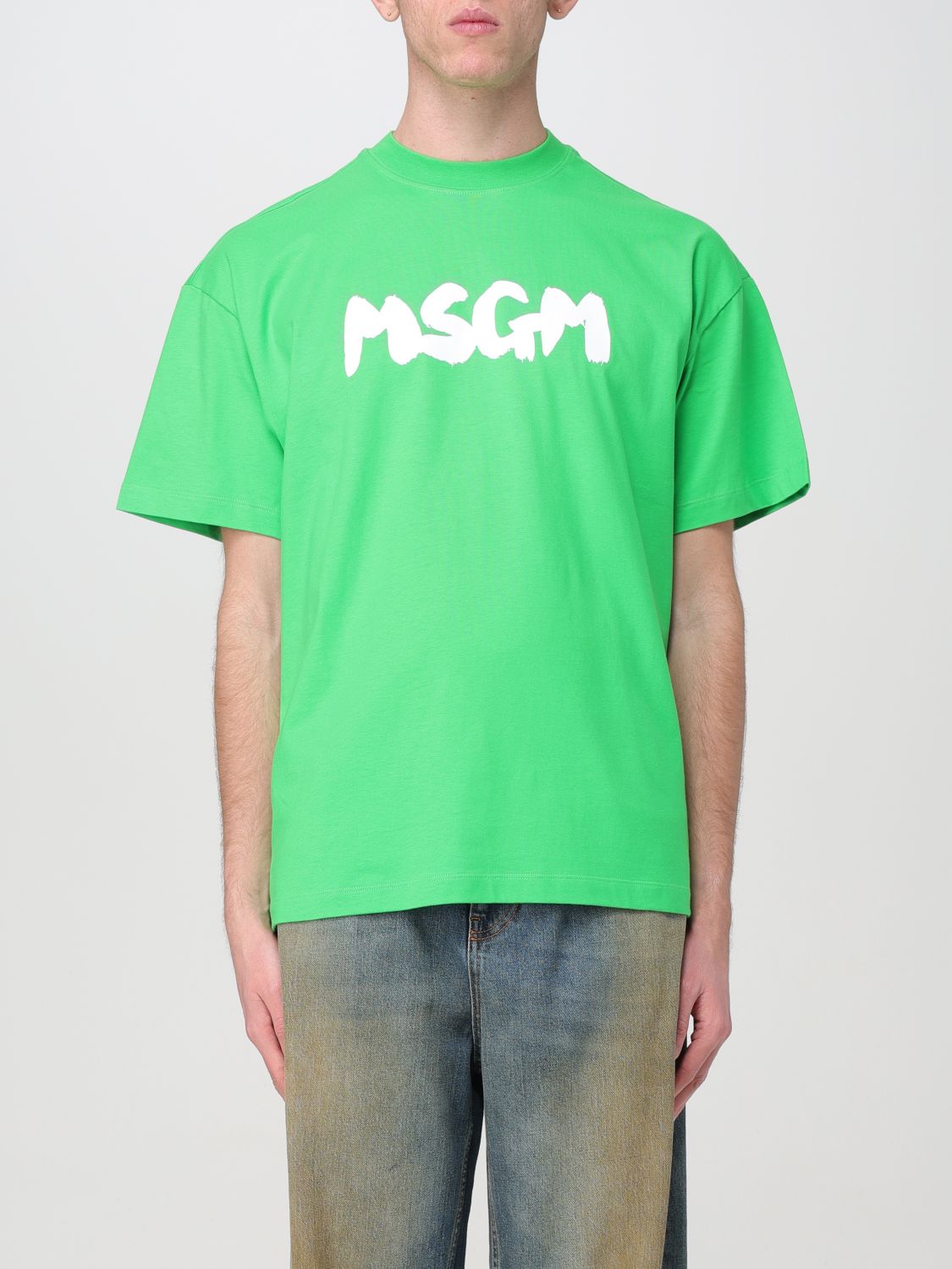 Shop Msgm T-shirt  Men Color Green