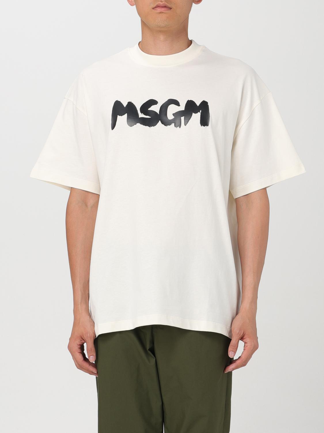 Shop Msgm T-shirt  Men Color Yellow Cream