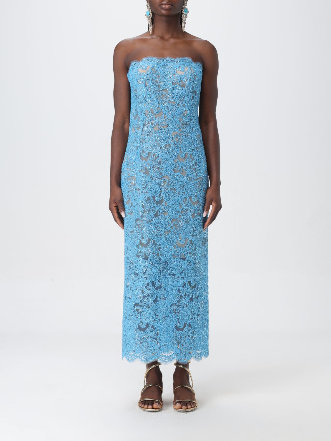 Shop Ermanno Scervino Dress  Woman Color Blue