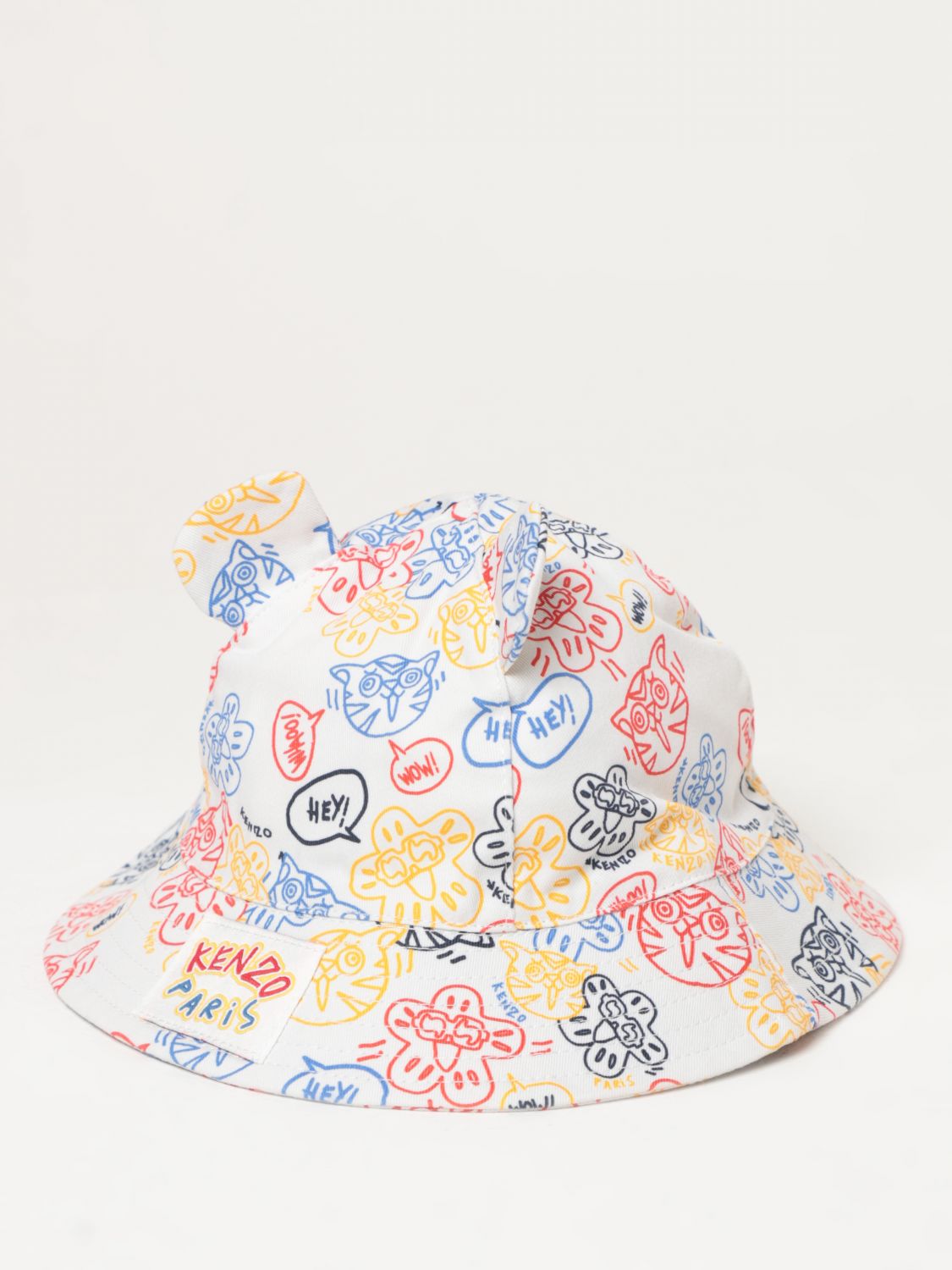 Kenzo Kids' Printed Cotton Bucket Hat In Ivory