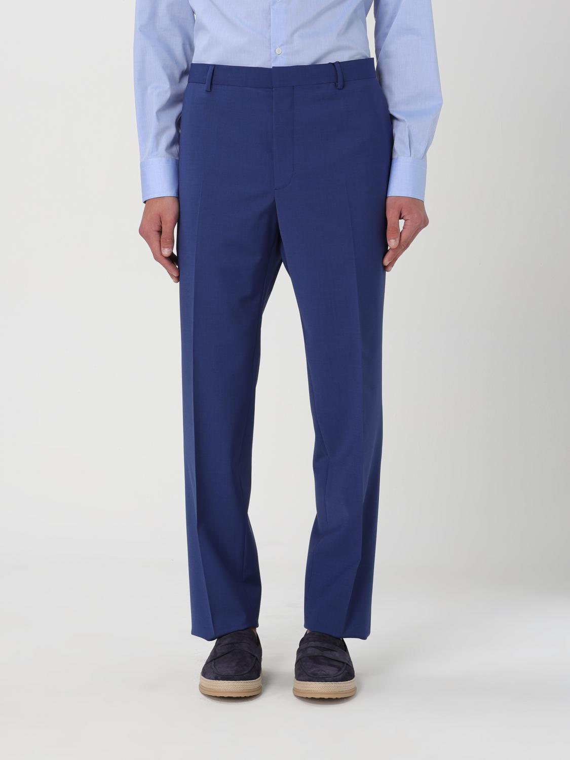 Calvin Klein Trousers In Stretch Wool Blend Fabric In 皇家蓝