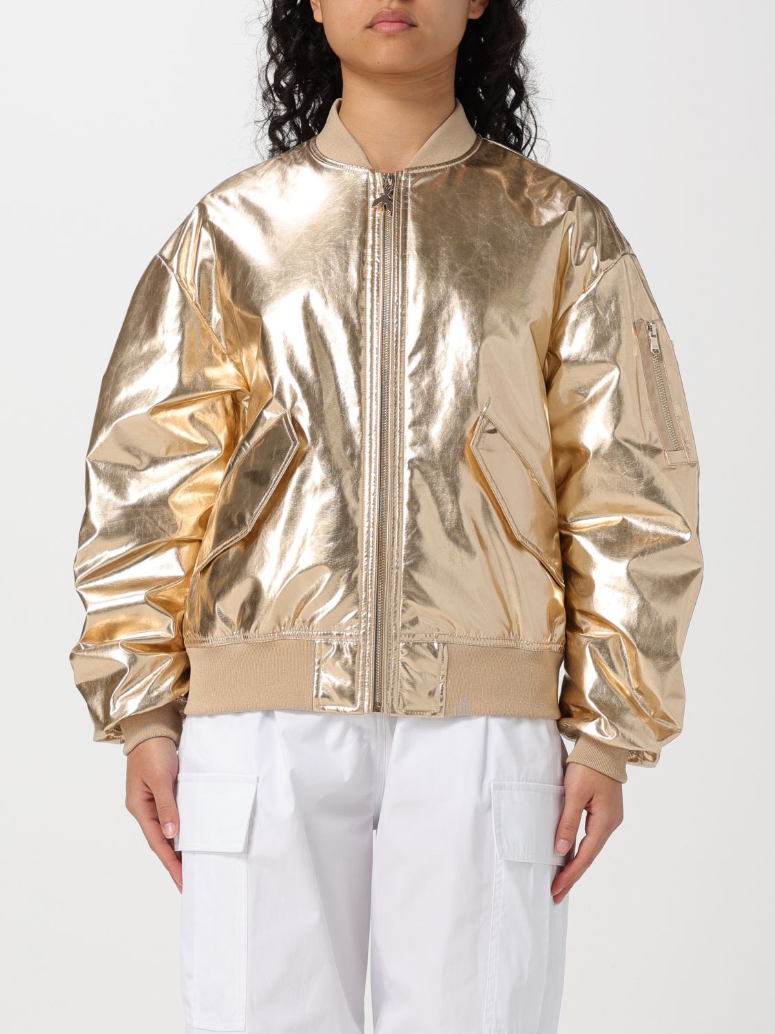 Shop Patrizia Pepe Jacket  Woman Color Gold
