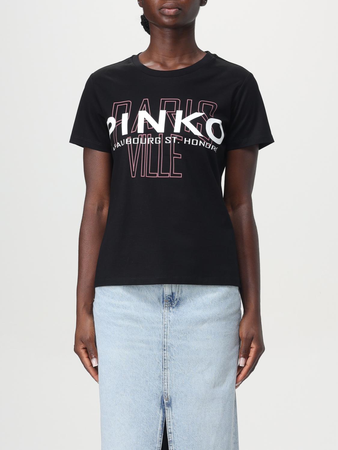 Shop Pinko T-shirt Woman Color Black In 黑色