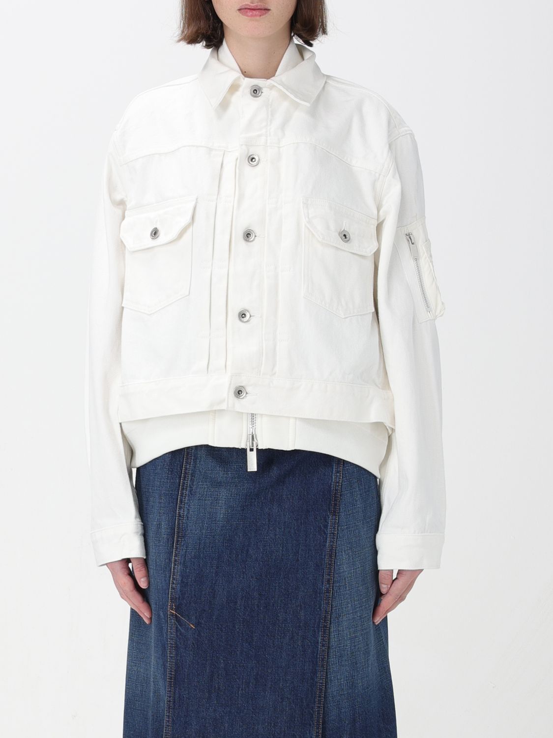 Shop Sacai Jacket  Woman Color White