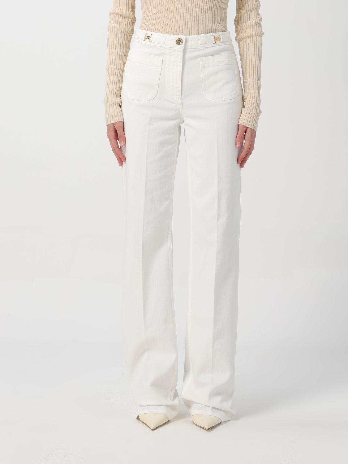Shop Elisabetta Franchi Jeans  Woman Color White