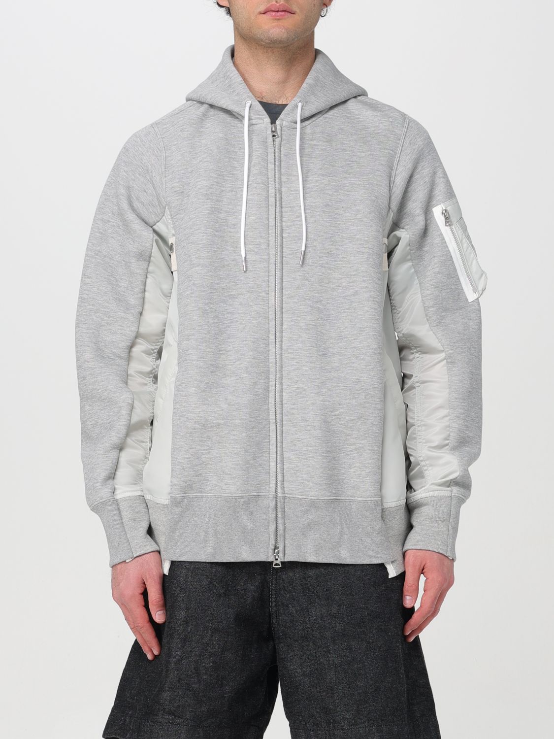 Shop Sacai Sweatshirt  Men Color Grey