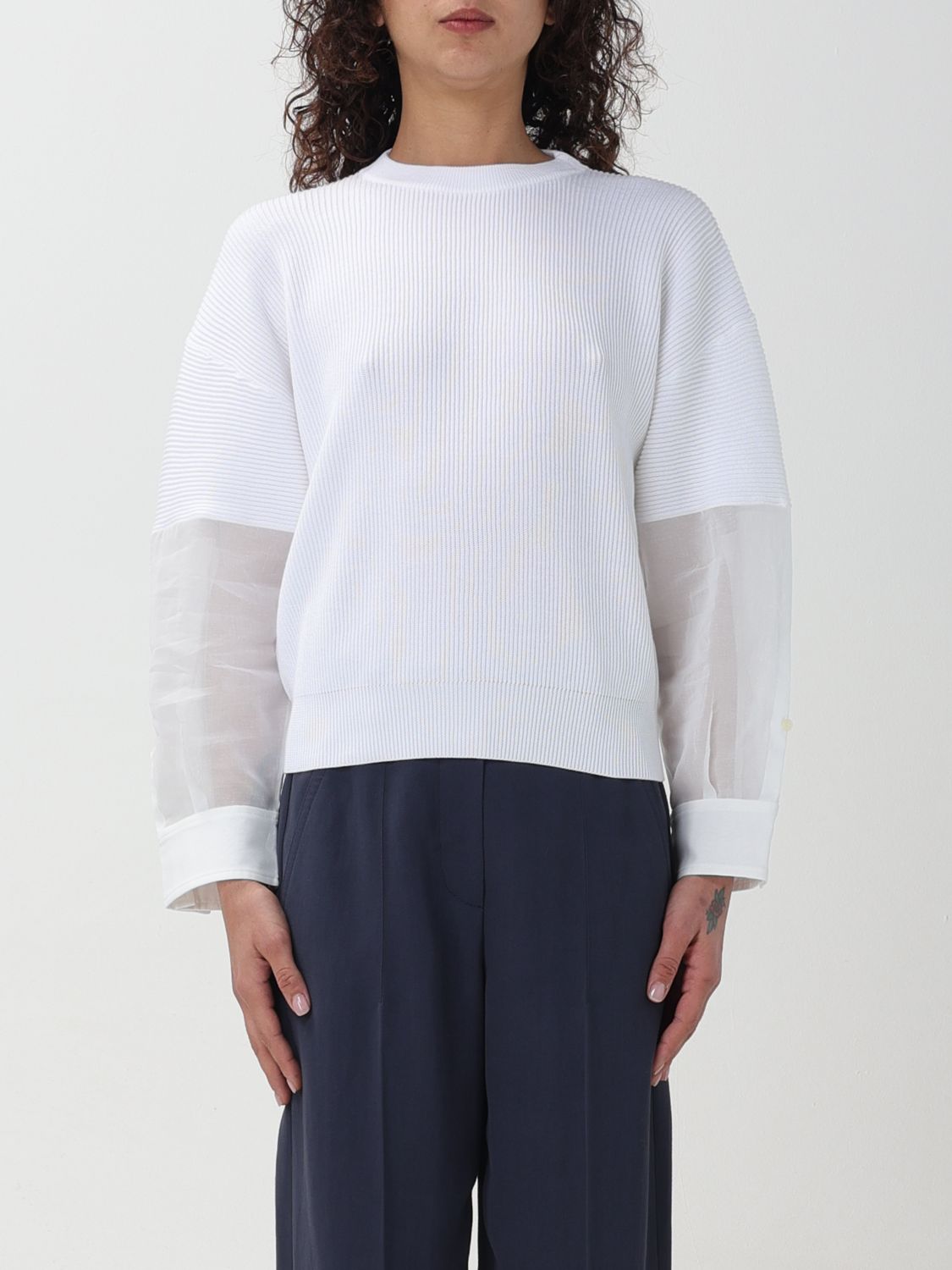 Shop Brunello Cucinelli Sweatshirt  Woman Color White