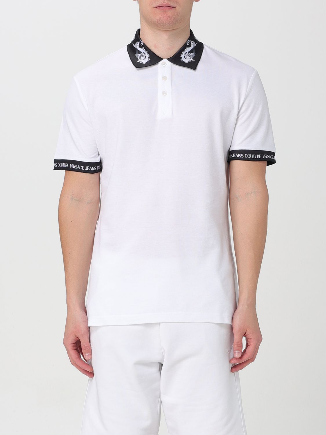 Shop Versace Jeans Couture Polo Shirt  Men Color White 1