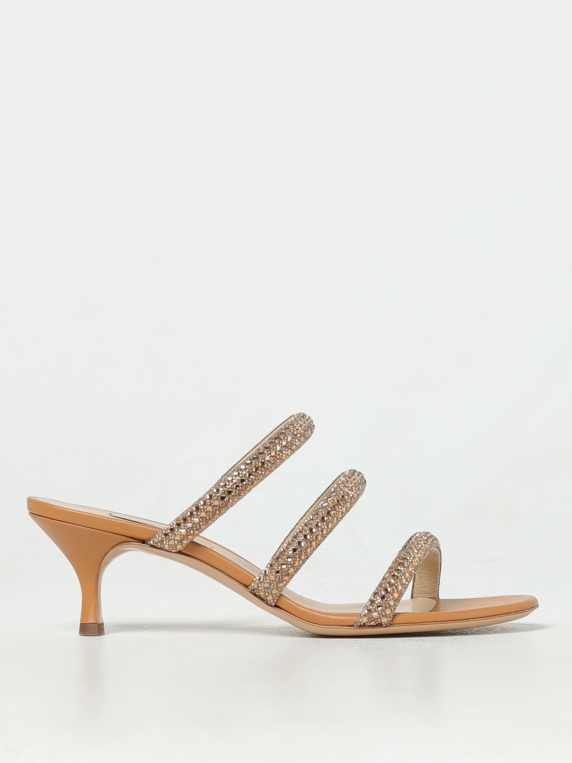 Shop Casadei Flat Sandals  Woman Color Gold
