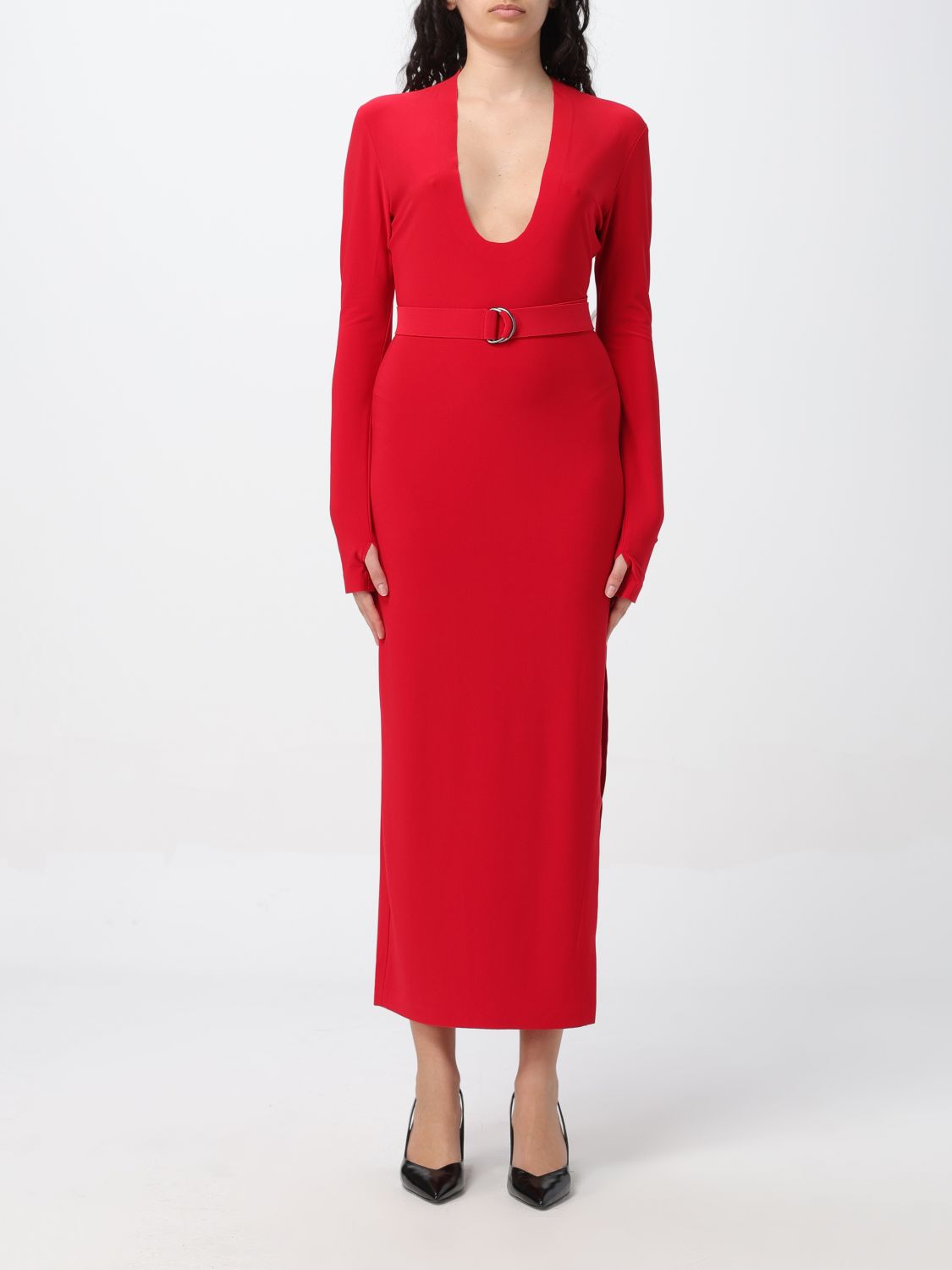 Shop Norma Kamali Dress  Woman Color Red