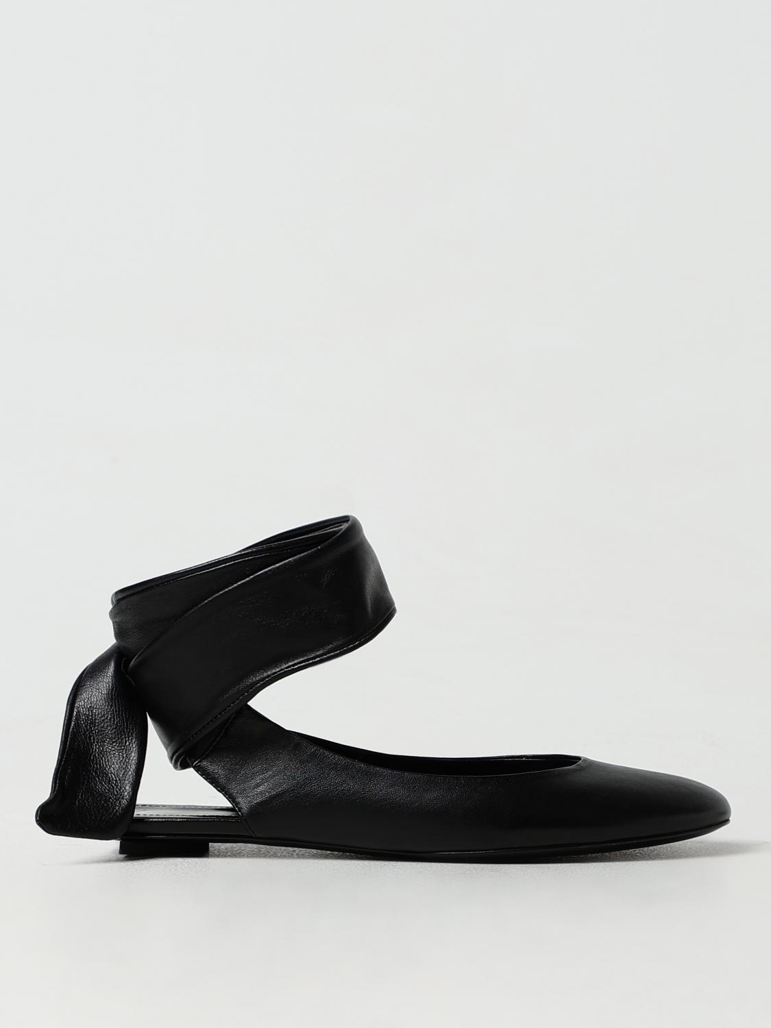 Attico Wrap Ankle Flat Sole Open Back Round Toe In Black