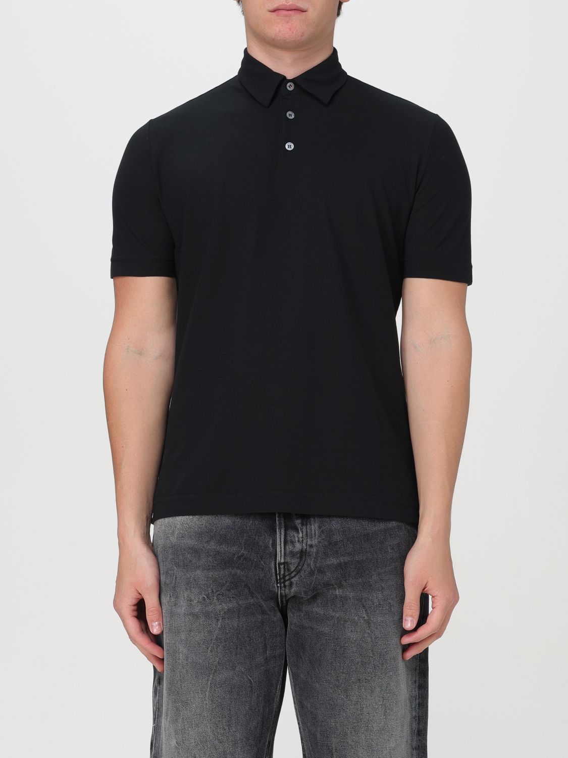 Shop Zanone Polo Shirt  Men Color Black 1