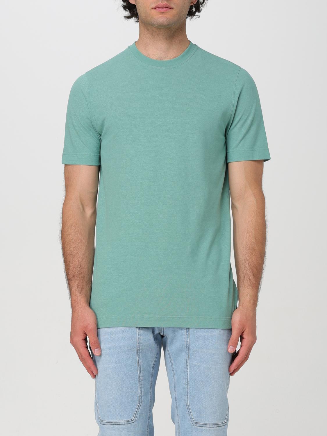 Shop Zanone T-shirt  Men Color Apple Green