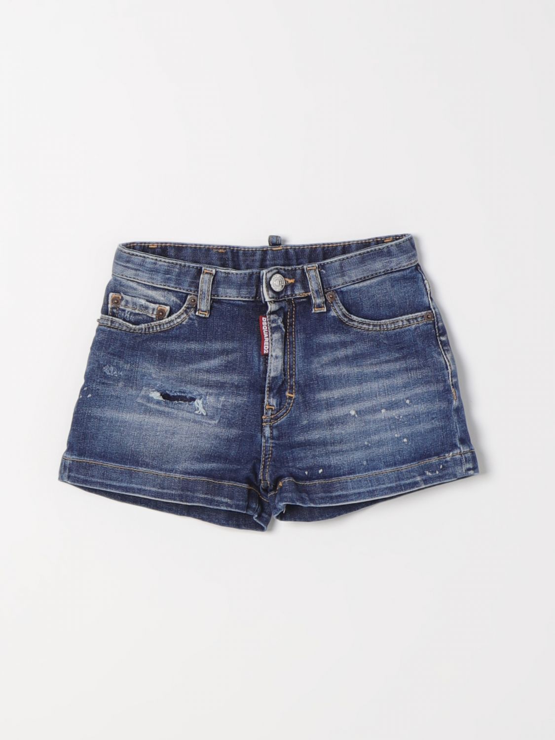 Shop Dsquared2 Junior Short  Kids Color Denim