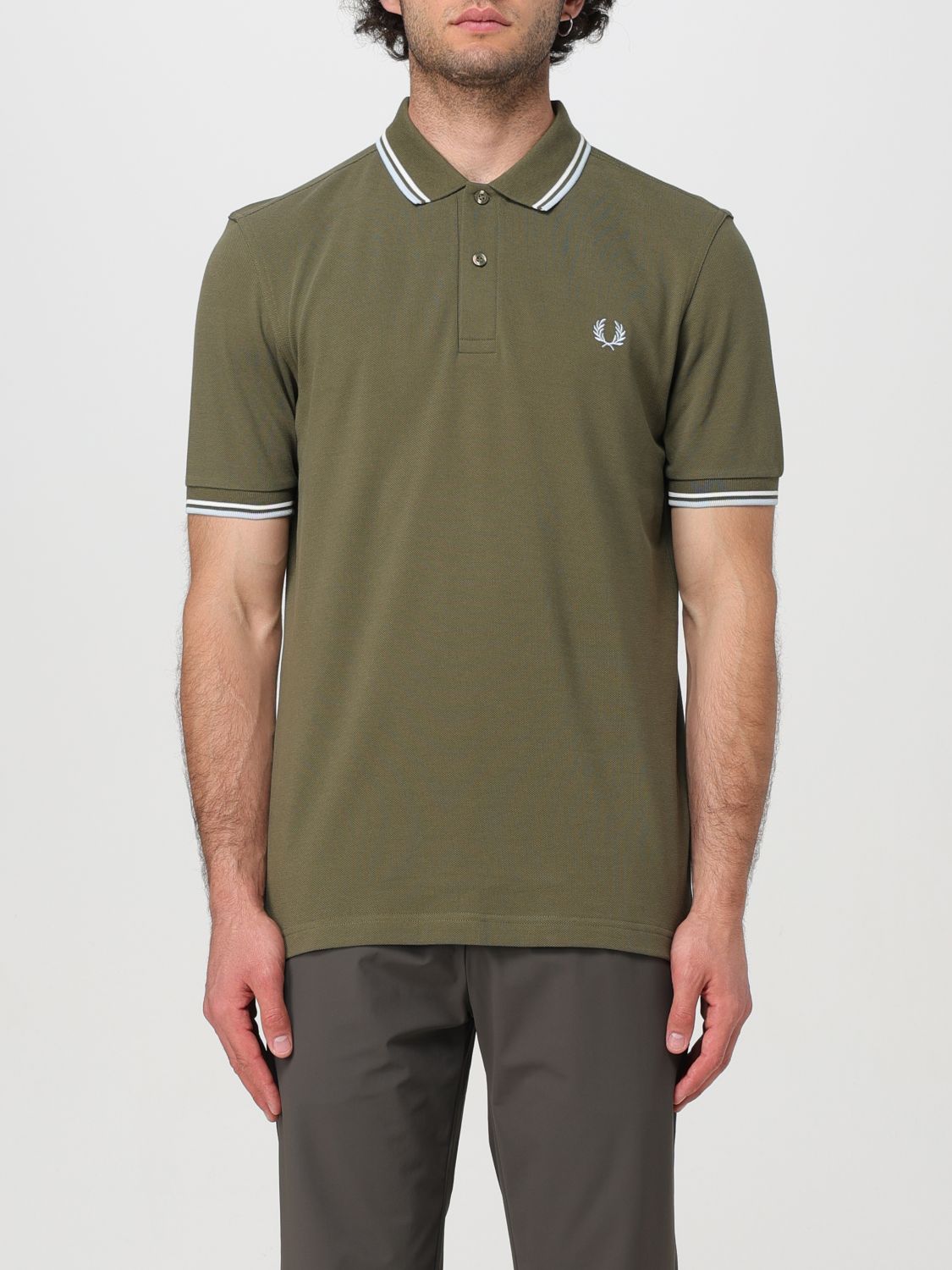 Fred Perry Polo Shirt  Men Color Military In Gray