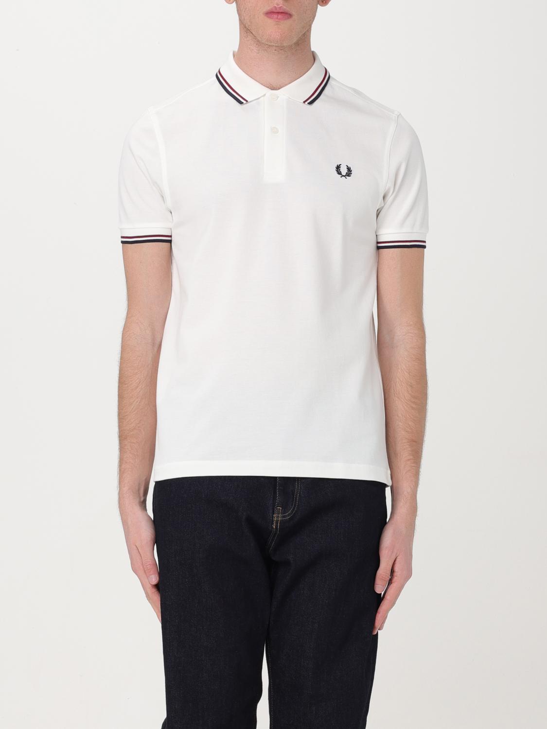 Fred Perry Men's Twin Tipped Polo Shirt - Snow White / Red / Navy - Size: Regular