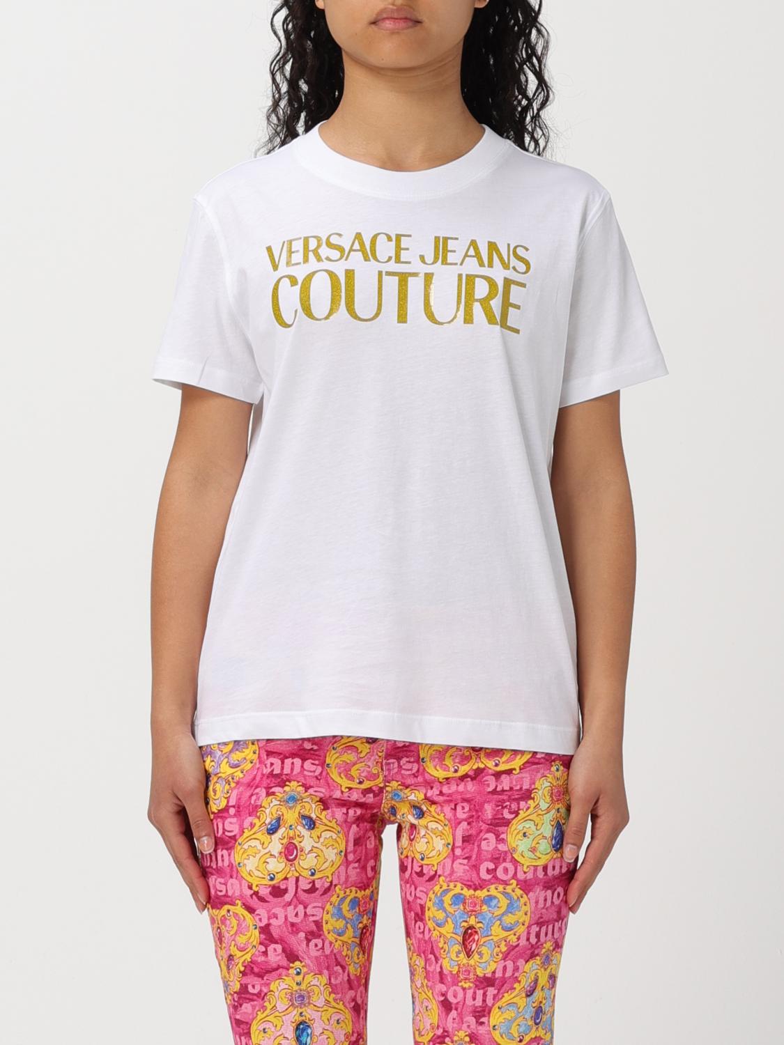VERSACE JEANS COUTURE T-Shirt Woman color White　VERSACE JEANS COUTURE Tシャツ 女性カラー ホワイト VERSACE