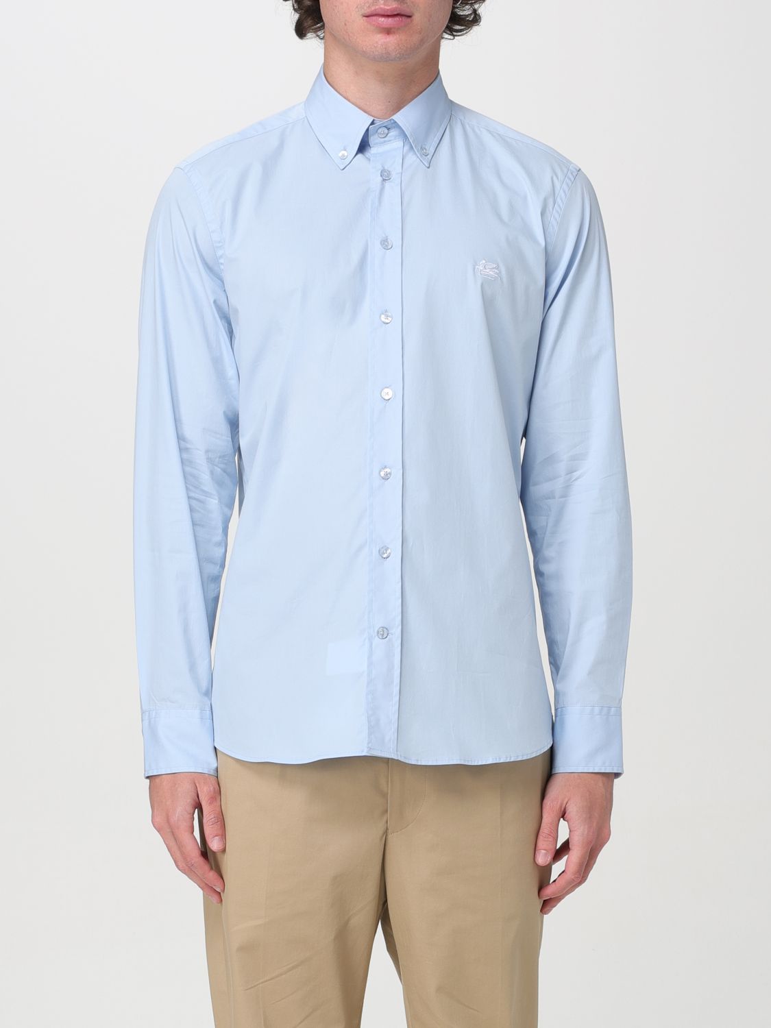 Shop Etro Shirt  Men Color Gnawed Blue