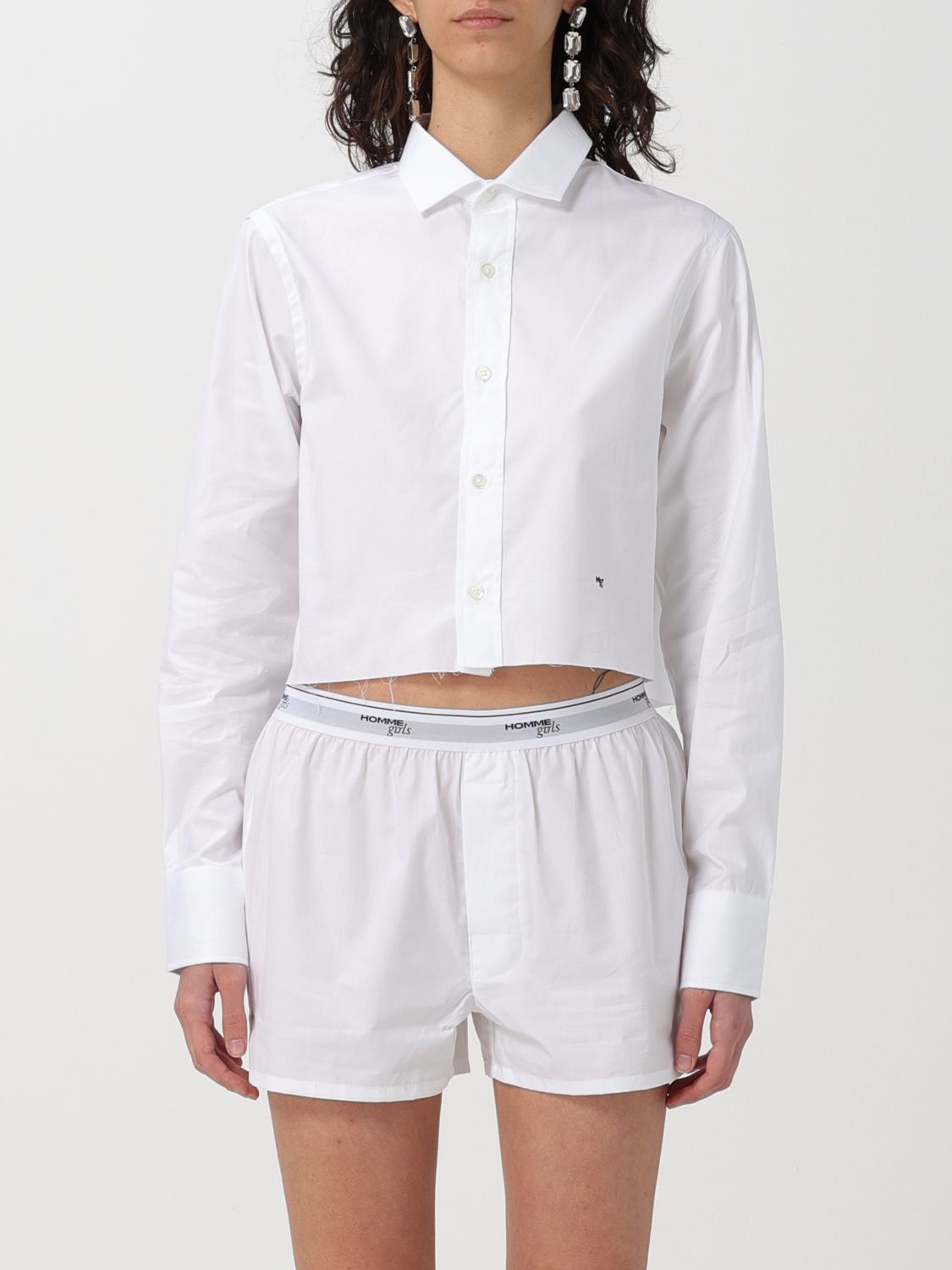 Hommegirls Women's Original Cropped Shirt In White