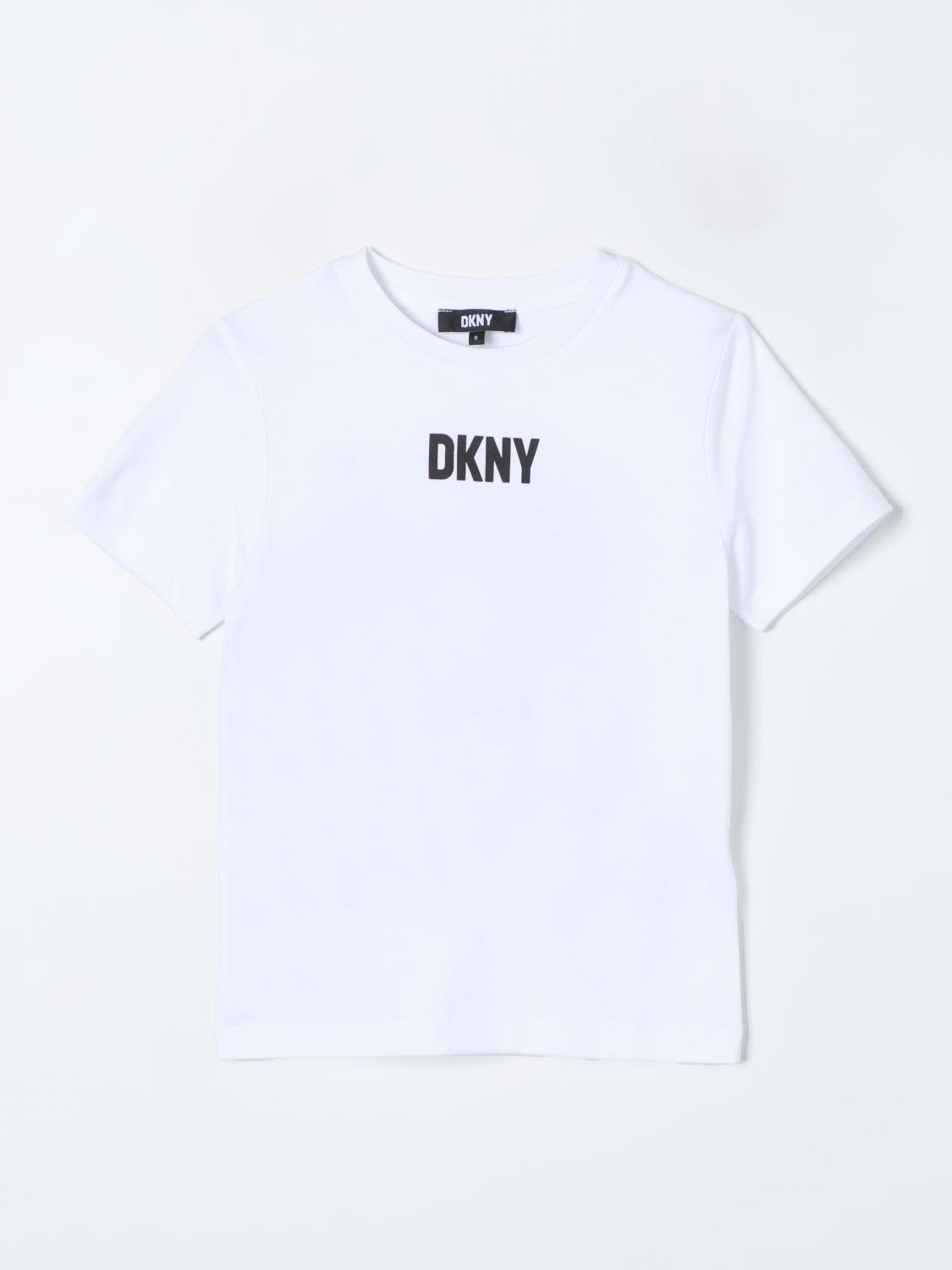 Shop Dkny T-shirt  Kids Color White