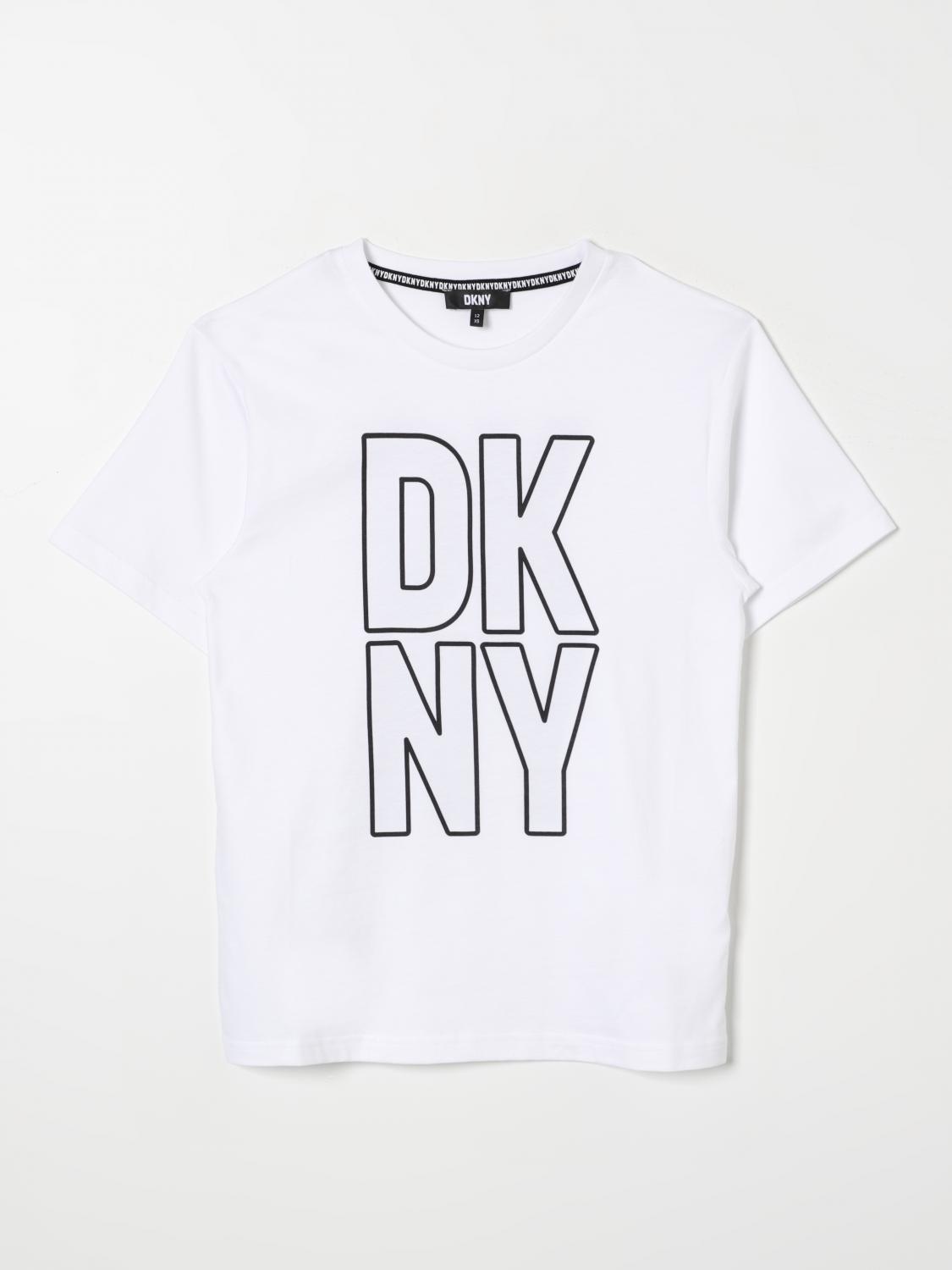 Shop Dkny T-shirt  Kids Color White