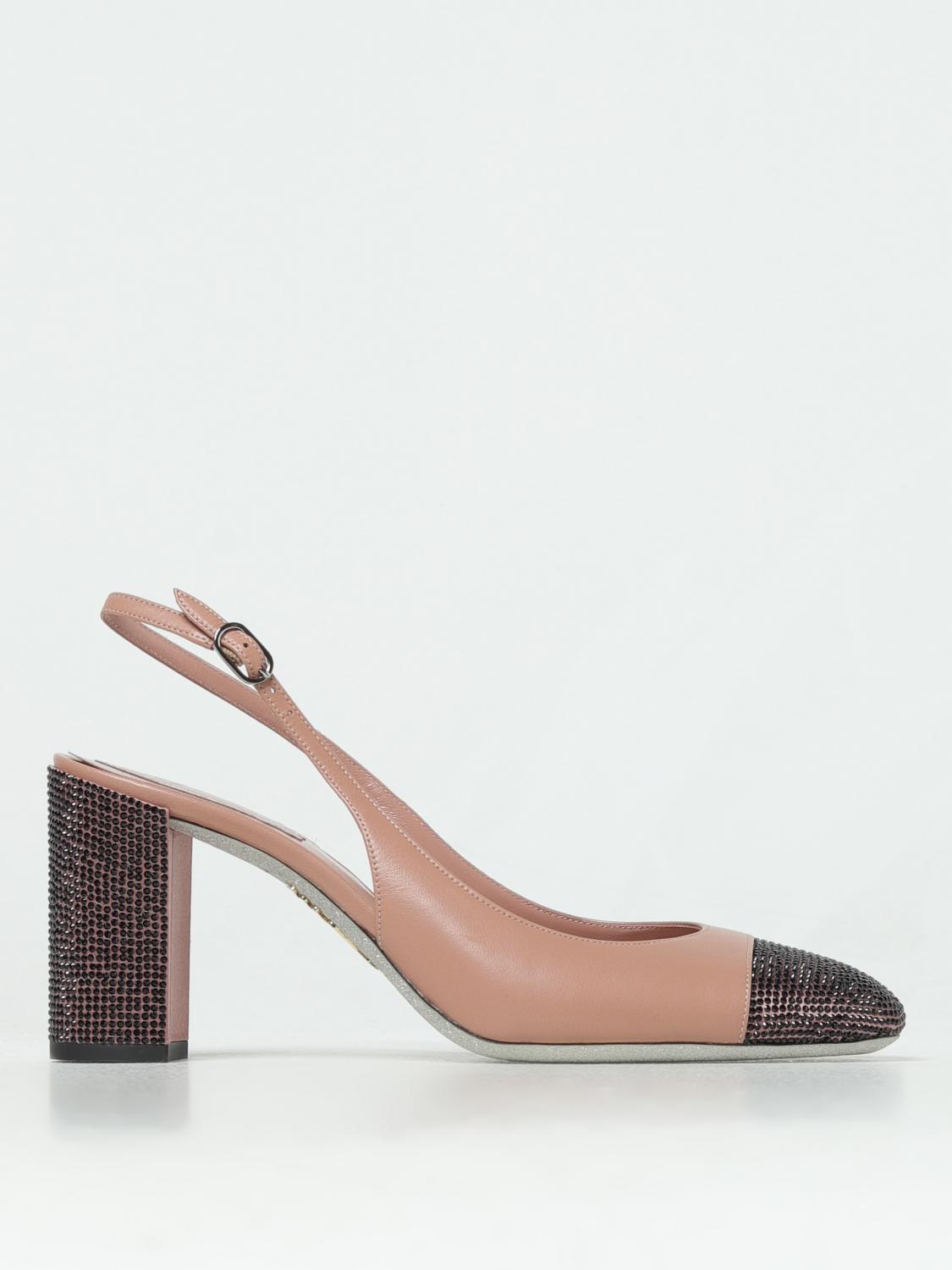 René Caovilla Crystal Cap-toe Leather Pumps In Pink