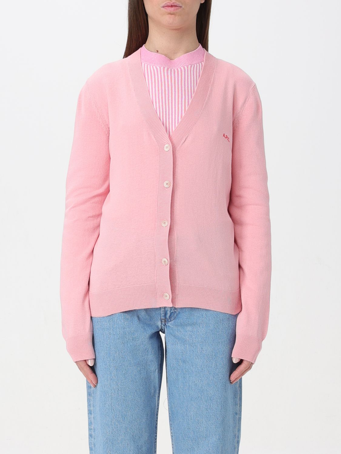 Shop Apc Cardigan A.p.c. Woman Color Pink