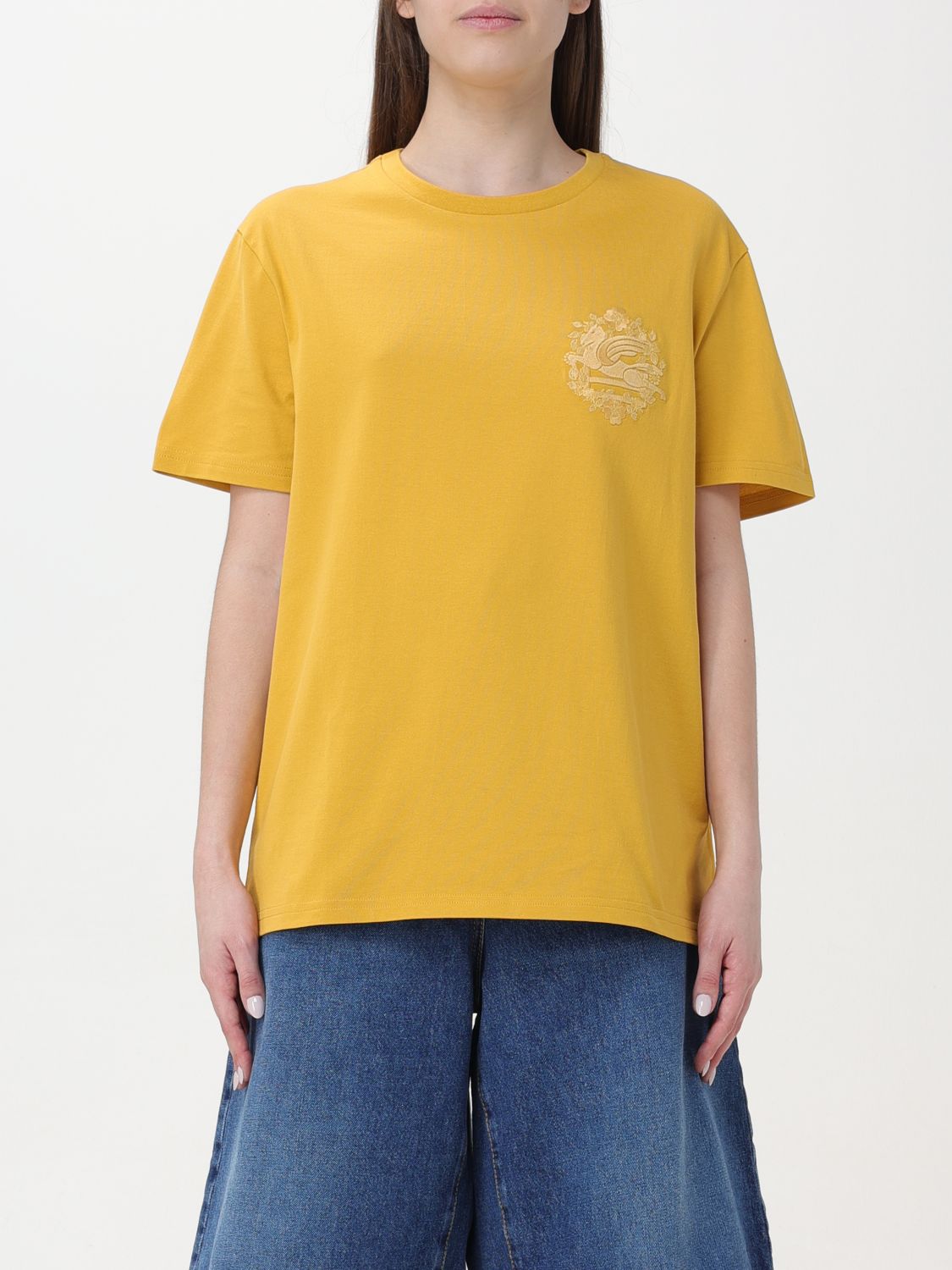Shop Etro T-shirt  Woman Color Yellow