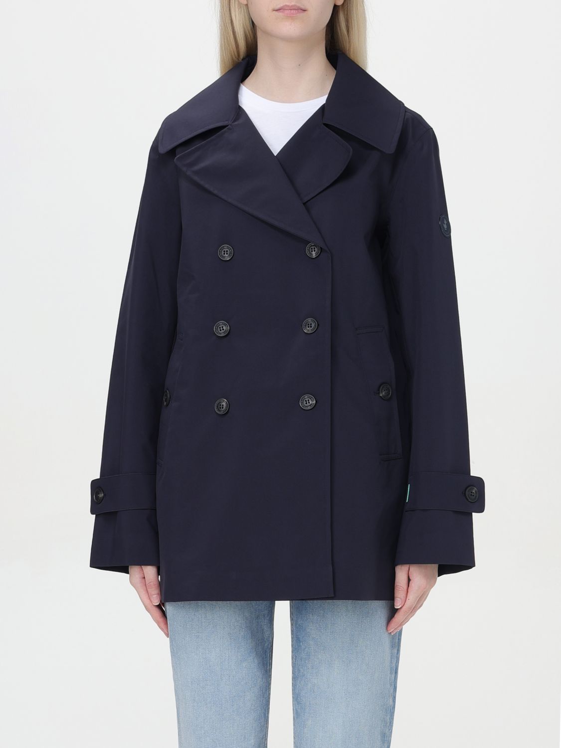Save The Duck Trench Coat  Woman Color Blue In 蓝色