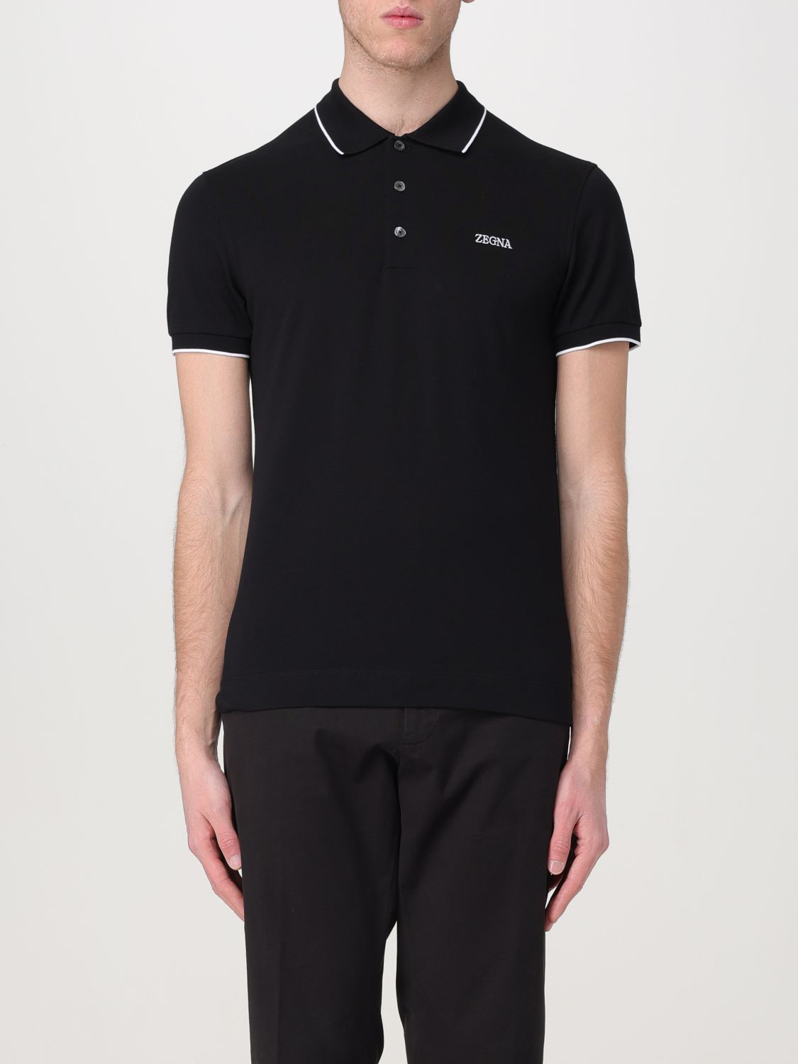 Shop Zegna Polo Shirt  Men Color Black