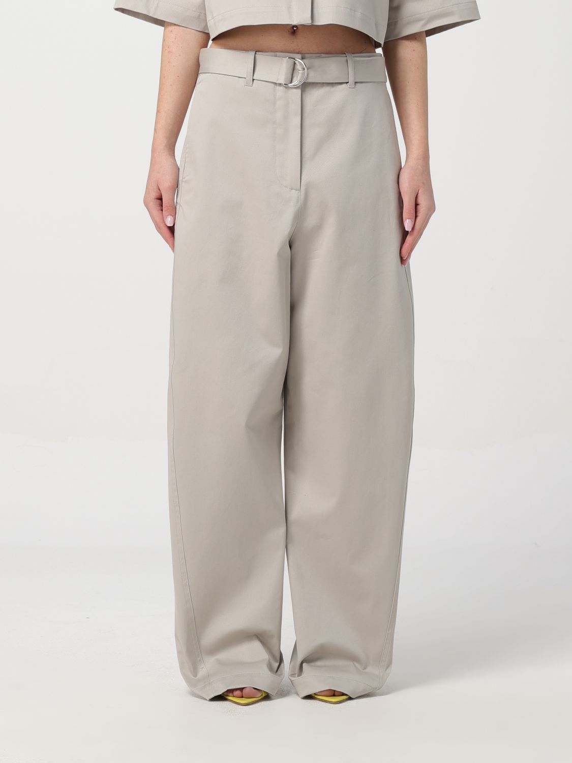 Shop Msgm Pants  Woman Color Grey